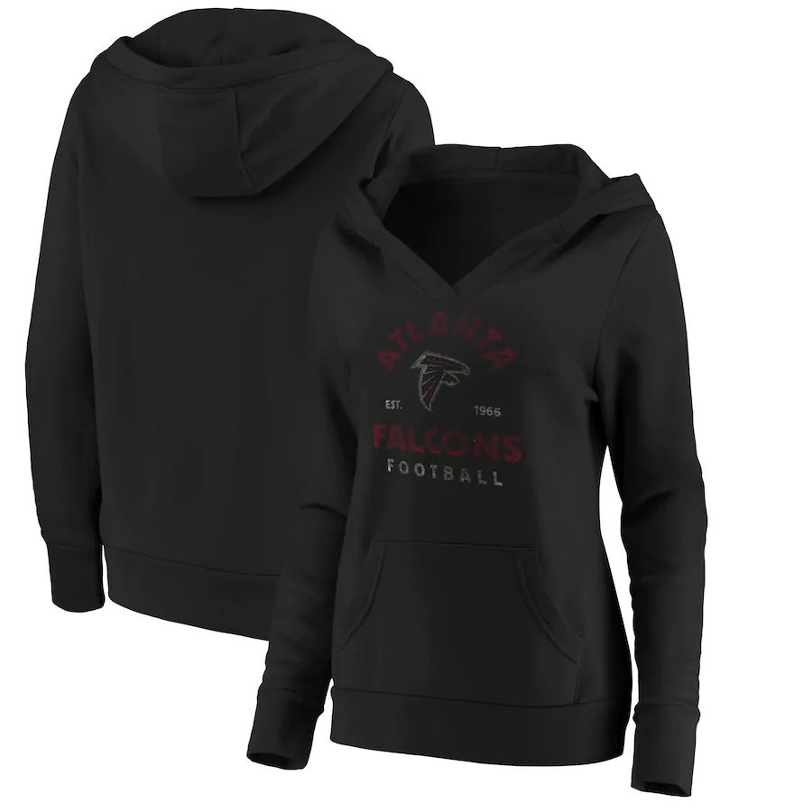 Women Atlanta Falcons Fanatics Branded Black Vintage Arch V-Neck Pullover Hoodie->women nfl jersey->Women Jersey